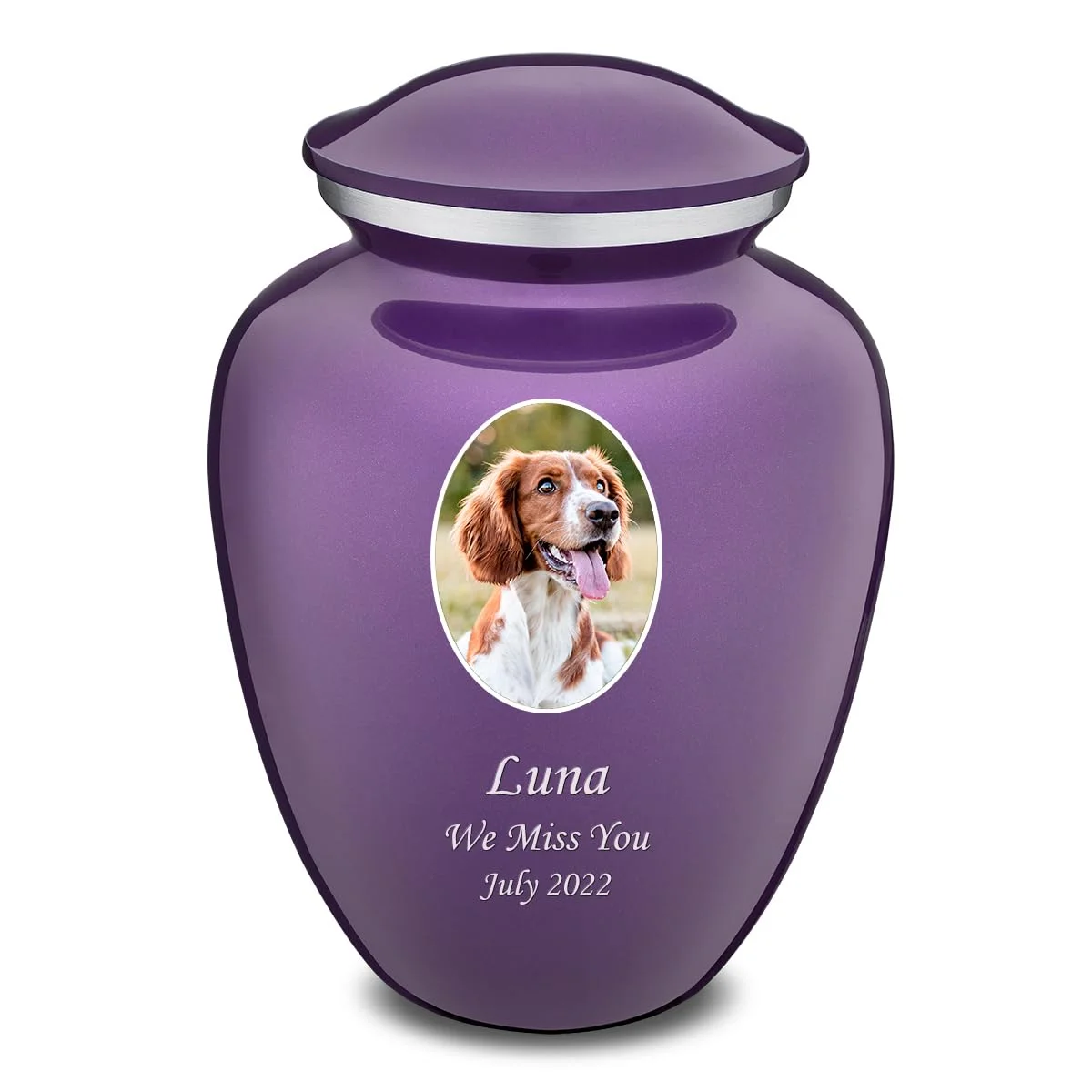 Embrace Portrait Pet Ashes Urn in Pearl Purple