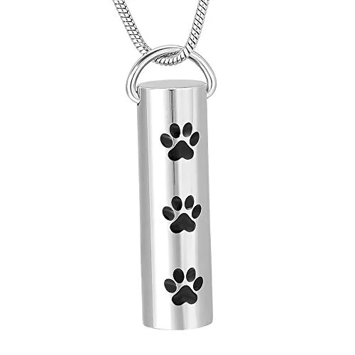 Paw Print Cylinder Memorial Necklace